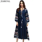 Save 12.23 on 2017 Casual Long Maxi Dress Women Runway Style Vintage Bohemian Embroidery Lace Up Lantern Sleeve Summer Dresses Vestidos Mujer