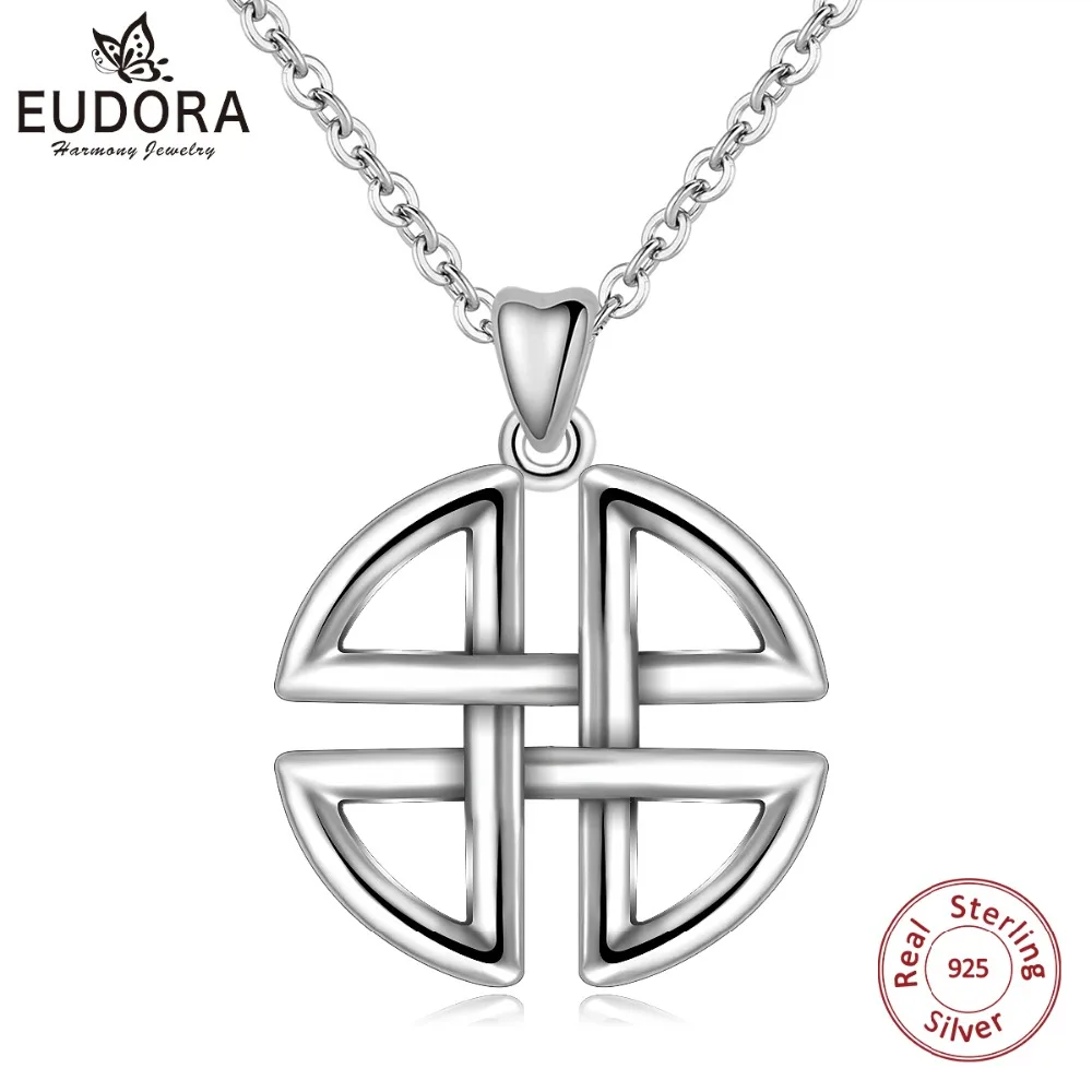 

EUDORA 925 Sterling Silver Good Luck Celtics Design Pendant Necklace Fine Jewelry for Women Man Birthday Christmas Gift CYD311