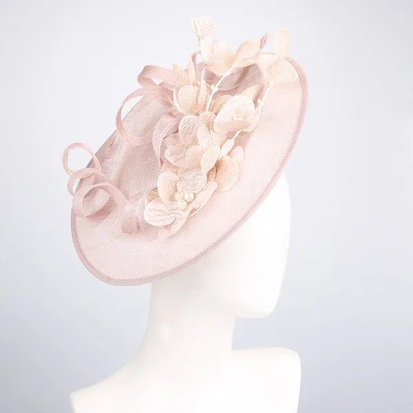 Fascinators Hats For Women Elegant Pink Ladies Derby Headband Fedoras Hats Formal Wedding Dress Pillbox Hat Floral Vintage Cap - Цвет: Розовый