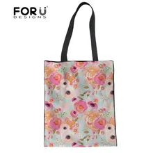 FORUDESIGNS многоразовый мешок для Для женщин Indy Bloom розовый плюш Florals печать корзины покупателя брезентовый мешок Повседневное сумки