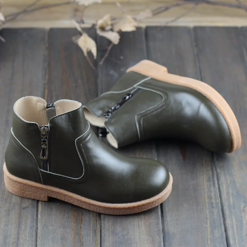 

Women Ankle Boots Round Toe Zip Shoes 100% Authentic Leather Ladies Boots Rubber Sole Female Spring/Autumn Footwear (3019-2)