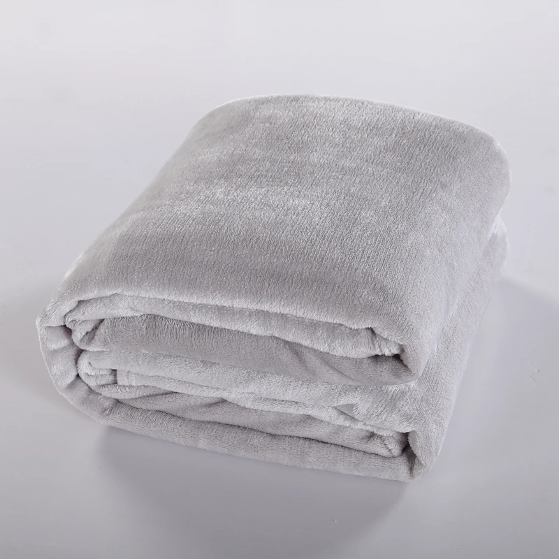 Hot Winter Warm Blanket Silver Gray Solid Microfiber Fleece Blankets ...