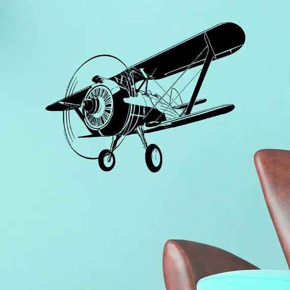 

Special Biplane Vinyl Airplane Wall Sticker Art Design Home Boys Chilredn Bedroom Decor Wall Sticker 3 Size Aviliable Y-965