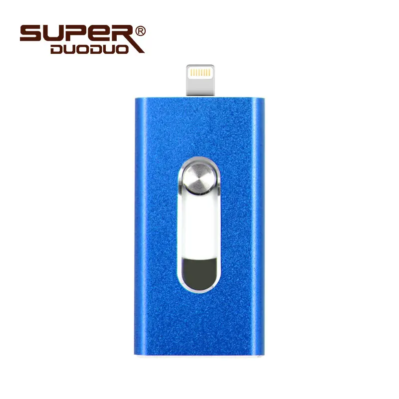 Новинка 3 в 1 usb флеш-накопитель USB 2,0 для iPhone/iPad/IOS/Android/PC 64 ГБ 32 ГБ 16 ГБ 8 ГБ флеш-накопитель высокоскоростной флеш-накопитель - Color: blue