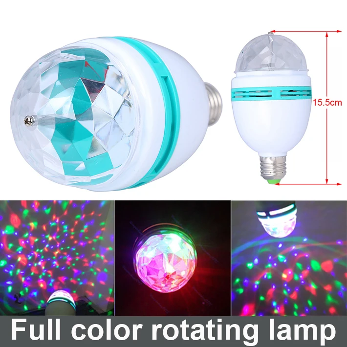 

Magic Ball RGB Full Color 3W E27 LED Bulb Crystal Auto Rotating Stage Effect DJ Light Bulb Mini laser Stage Light