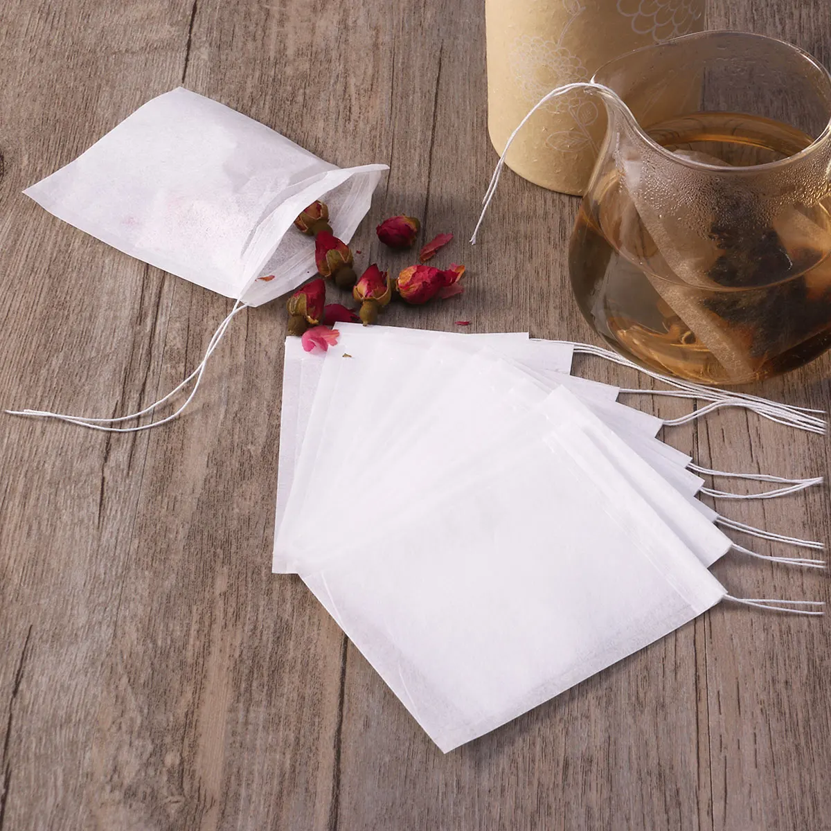 

200pcs Drawstring Teabags Filter Paper Empty Tea Pouch Bags for Loose Leaf Tea Powder Herbs Non-Woven Fabrics Tea Bag