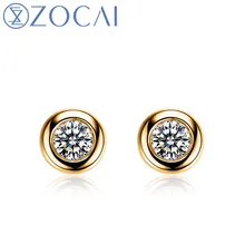 Новое поступление ZOCAI 0,22 карат сертифицированные сережки с настоящим бриллиантом 18 К желтое золото серьги с бриллиантами 18 К розовое/белое золото JBE00184