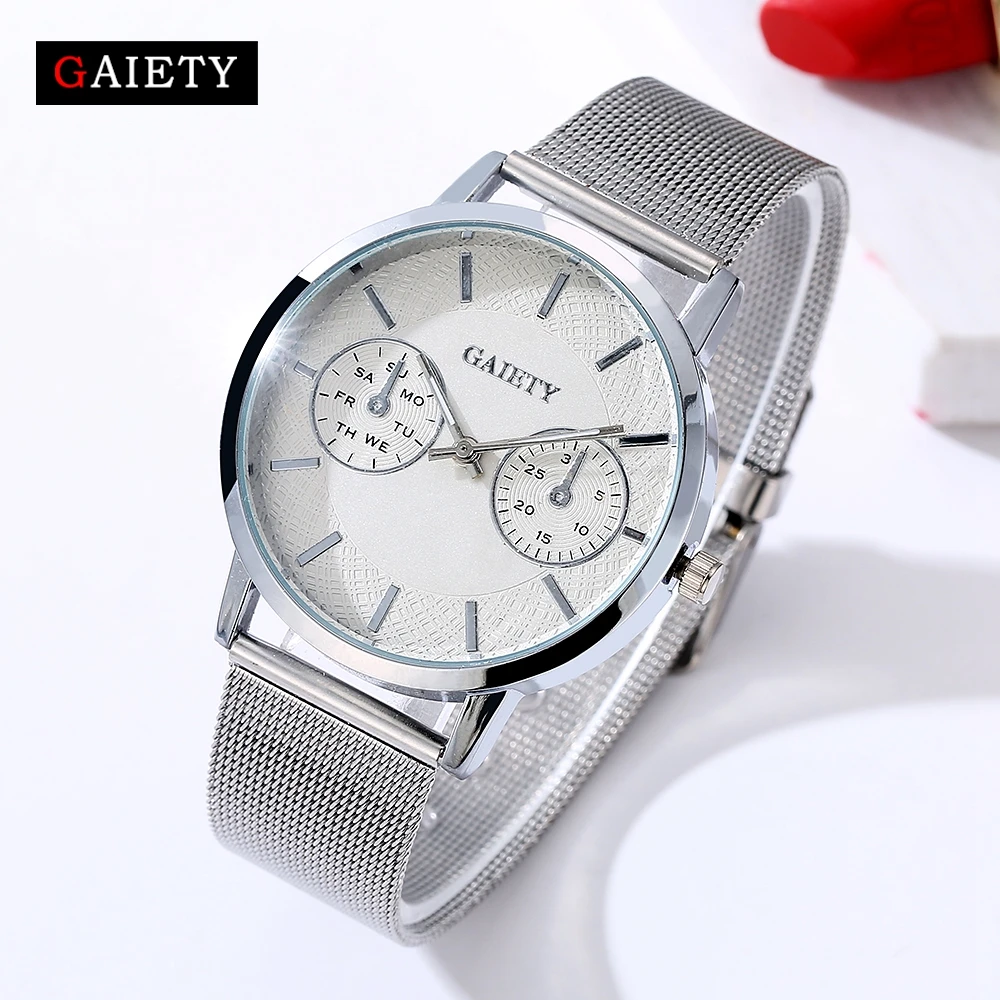 

Gaiety 2018 Fashion Strap Stainless Steel Luxury Quartz Analog Ladies Casual Watches Women Gold Sport Wrist Watch Men Clock G389
