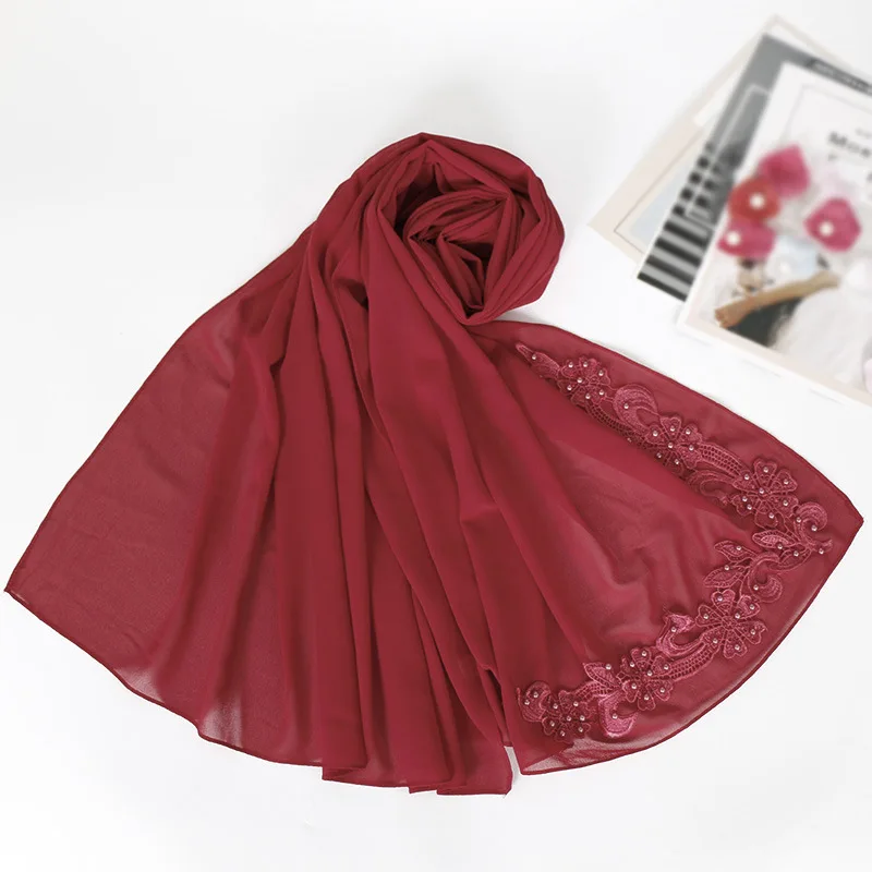 NEW women bubble chiffon solid color muslim head scarf shawls and wraps pashmina bandana female foulard soft hijab stores - Цвет: 14