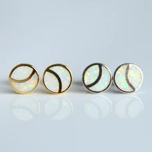 Ying yang серьга круглой формы ободок Установка Синий Белый огненный опал изящный драгоценный камень ювелирные изделия для девушек подарок опал серьги