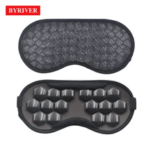 BYRIVER Real Black Tourmaline Eye Massager Natural Ceramic Germanium Gemstone Therapy Sleep Eye Mask Shade with Negative Ion byriver tourmaline tourmanium ceramic round neck cervical support pillow collar massager negative ion relief muscle tension