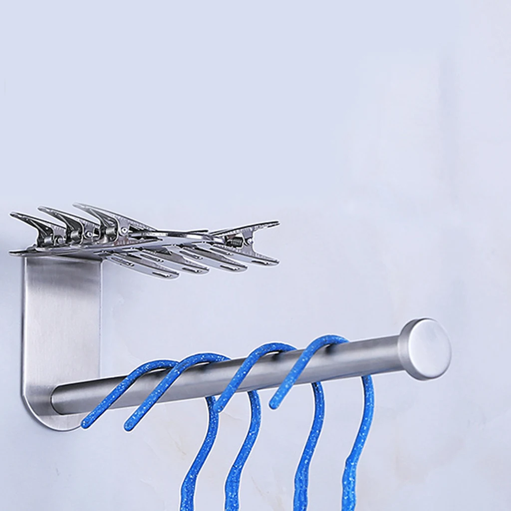 Baoblaze Stainless Steel Hanger Storage Rack Kitchen Clip Organizer Toilet Bathroom Paper Tissue Holder Stand
