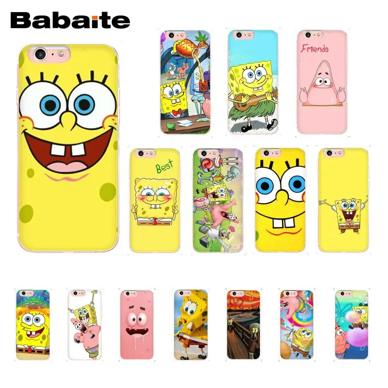 

Babaite SpongeBob SquarePants Sponge Bob DIY Printing Phone Case for iPhone 8 7 6 6S Plus 5 5S SE XR X XS MAX 10 Coque Shell