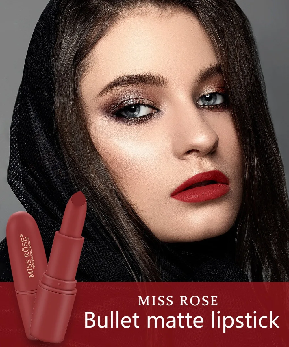 MISS ROSE, 9 цветов, матовая губная помада, гладкая, стойкая, помада для губ, сексуальная, золотисто-черная, водостойкая, увлажняющая, макияж