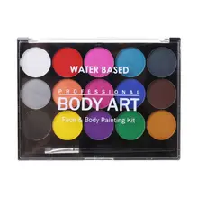 15 цветов, нетоксичные водорастворимые пигменты для макияжа лица, набор для нанесения краски с кистью для рождества, необычные, карнавальные, вечерние