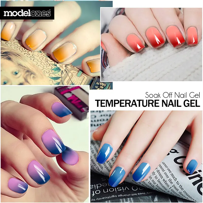 Modelones 7ML Fashion Temperature Thermo UV Nail Gel Polish Soak Off Glitter Changing Color Gel Nail Varnish Long Lasting Gel