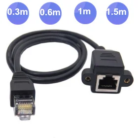 30cm 60cm 100cm 150cm 1m 1.5m 8P8C FTP STP UTP Cat 5e Male to Female Lan Ethernet Network Extension Cable with Panel Mount Holes |