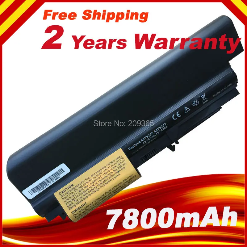 Аккумулятор на 9 ячеек 7800 мАч для Lenovo ThinkPad R400 T400 T61 6378 ASM 42T5265 43R2499 41U3198 | Компьютеры и