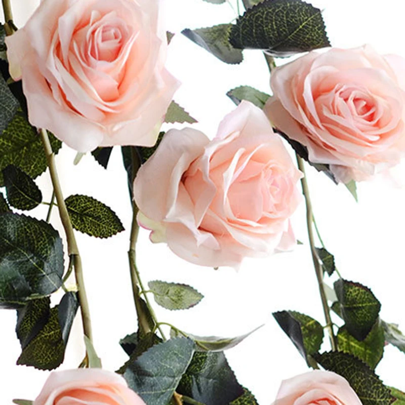 Vivid Artificial Rose Flower Retro String Trailing Garland Home Wedding Decors