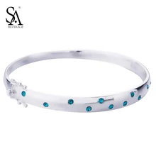 SA SILVERAGE 2017 new 925 Sterling Silver Bangle Bracelet for Women Fine Jewelry round trendy fashion