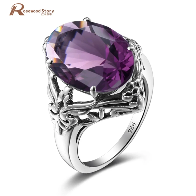 

Sale Valentine's Day Gift Luxury Fashion Vintage Purple Stone Solid 925 Sterling Silver Wedding Rings For Women Sailor Moon Ring
