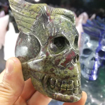 

2019 hot 70MMx70MM 100% Natural dragon blood stone hand-carved corner wing skeleton statue natural crystal cure free shipping