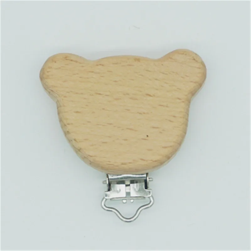 2019 New Arrival Lovely Wooden Pacifier Clip Natural Beech Wood Baby Pacifier Clips Dummy Clips DIY Pacifier Chain Accessory