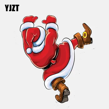 

YJZT 12.2CM*14.6CM Car Window Santa Claus Christmas Motorcycle Body Decal Car Sticker 6-2928