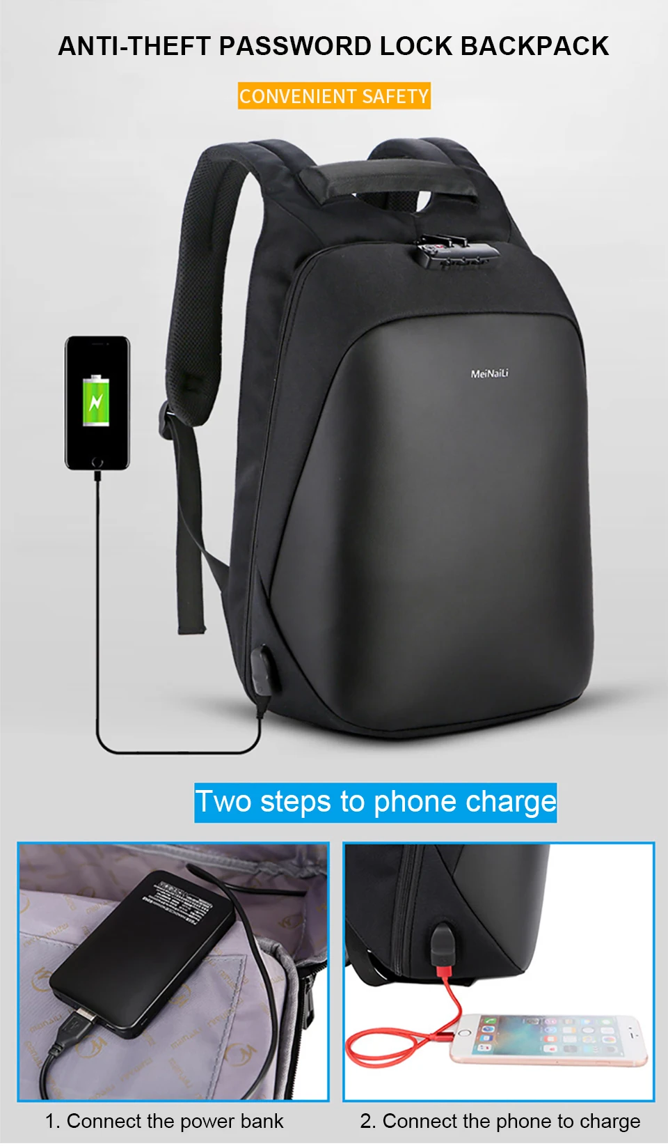Men Backpack Anti Theft Backpacks Laptop 17 Inch 15.6 Male Back Pack Business Waterproof Bagpack USB Charging Travel Backpacking (1)