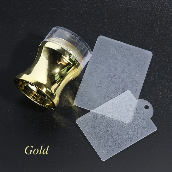 3 шт зеркальный штамп для ногтей, набор скребок, прозрачный силиконовый лак для ногтей, печать для штамповки пластин, инструменты для дизайна ногтей TR1033 - Цвет: Золотой