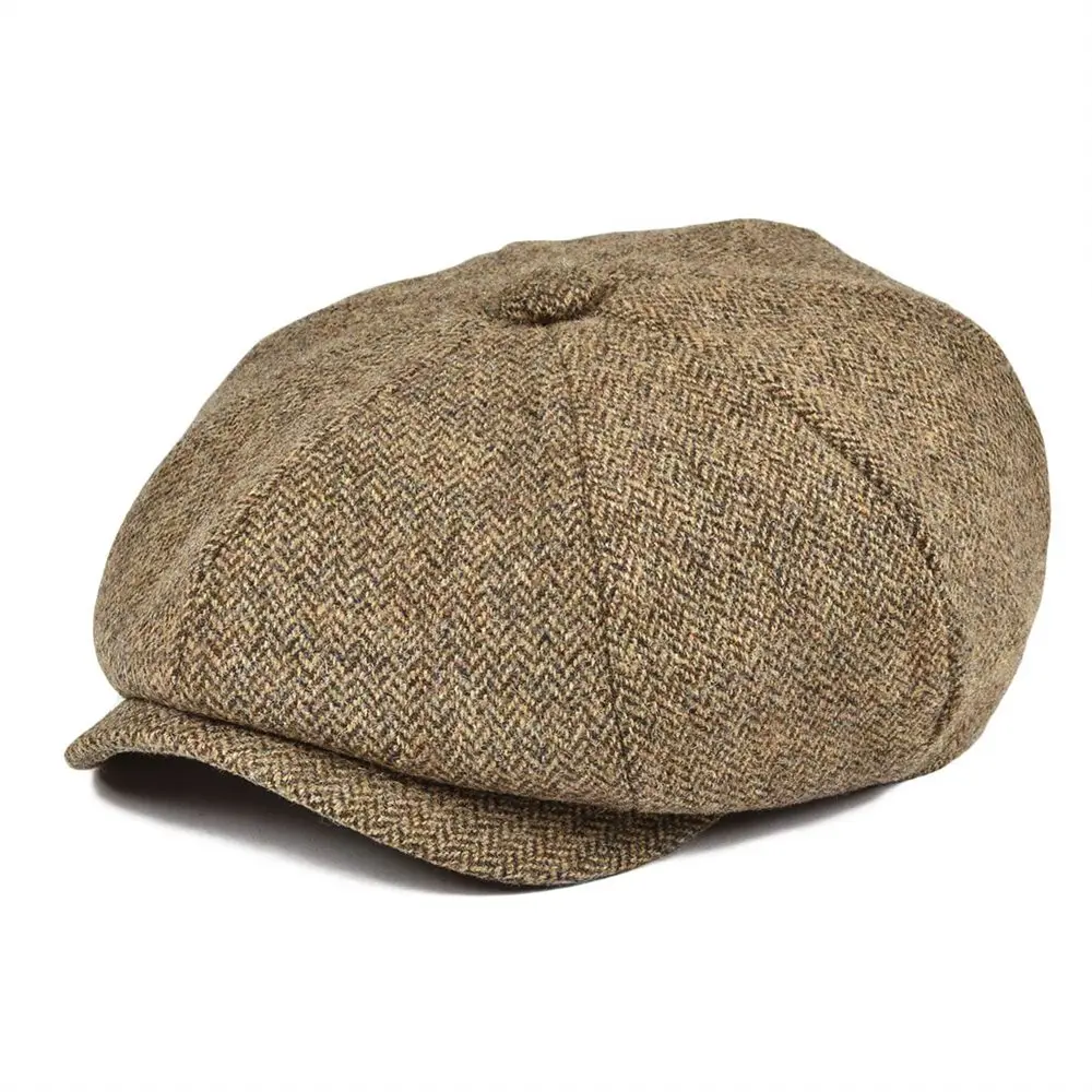

BOTVELA 100% Wool Tweed Newsboy Cap for Men Women Herringbone 8 Panel Apple Caps Cabbies Hat Woolen Headpiece Beret Hats 029