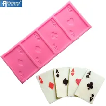 Карты для покера, четыре силиконовые формы для помадки, Кондитерские инструменты для украшения торта, SugarCraft, художественная полимерная глина, клейкая паста, мыло, форма для шоколада