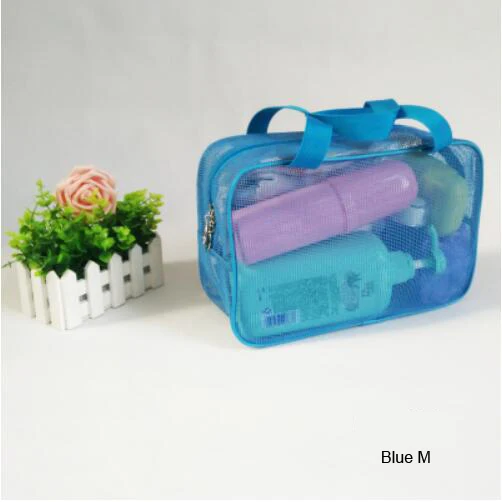 Прозрачная женская сумка с сеткой, многофункциональная, переносная, для спортзала, плавания, плавания, путешествий, сумка для хранения, сумка, 4 цвета - Цвет: Blue M