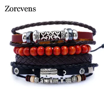 

ZORCVENS Multilayer Leather Hemp Rope Bracelet Unisex Punk Jewelry Red Bead Strand Bracelets For Women Men Feather Bracelets