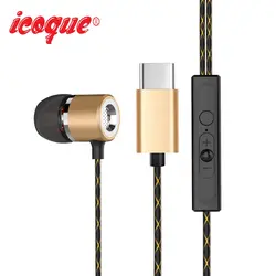 Icoque для Leeco Тип C наушники с микрофоном стерео наушники Тип usb-c наушники для Letv LeEco Le 2 Pro макс 2 C Тип наушники