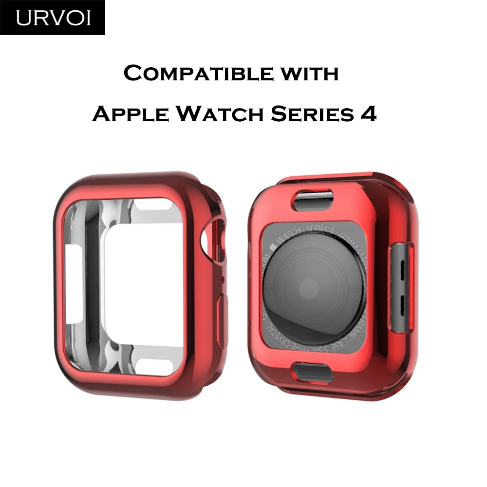 URVOI гальванический чехол из ТПУ для Apple watch серии 5 4 3 2 Крышка для часов протектор для iWatch 38 42 40 44 мм Тонкий fit рамка ремешок