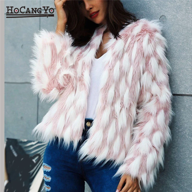 

HCYO Women Fur Coat and Jacket Autumn Winter Slim Covered Buttun Girl Faux Fur Coat Plus Size Casual Patchwork Fur Coats Jackets