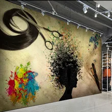 Пользовательские 3d обои ностальгия стиль граффити волос салон украшения обои на заказ высокого качества фон росписи
