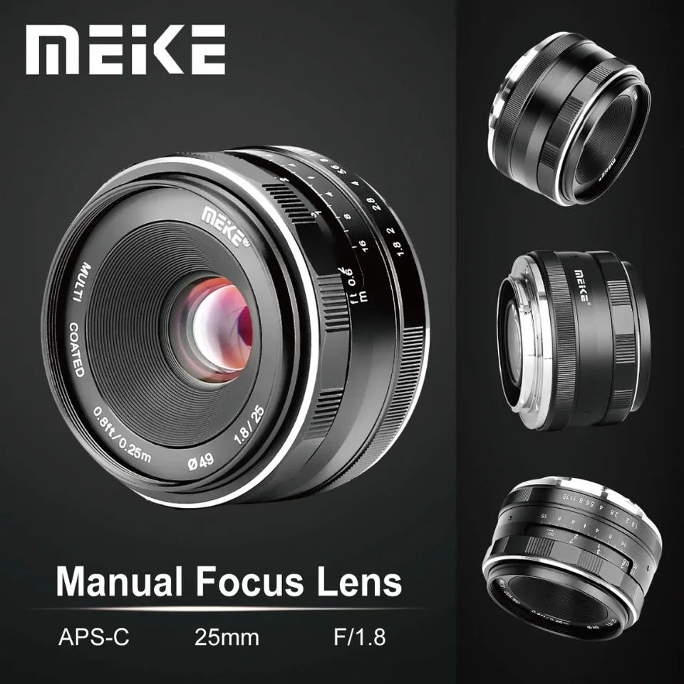 Meike 25mm F1.8 Wide Angle Manual Lens APS-C for Fuji X-mount