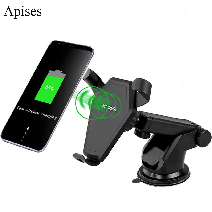 

Car Holder Wireless Charger 10W For Samsung Galaxy S9 Plus Fast Qi Car Charger For Phone Universal For iPhone 8 Plus