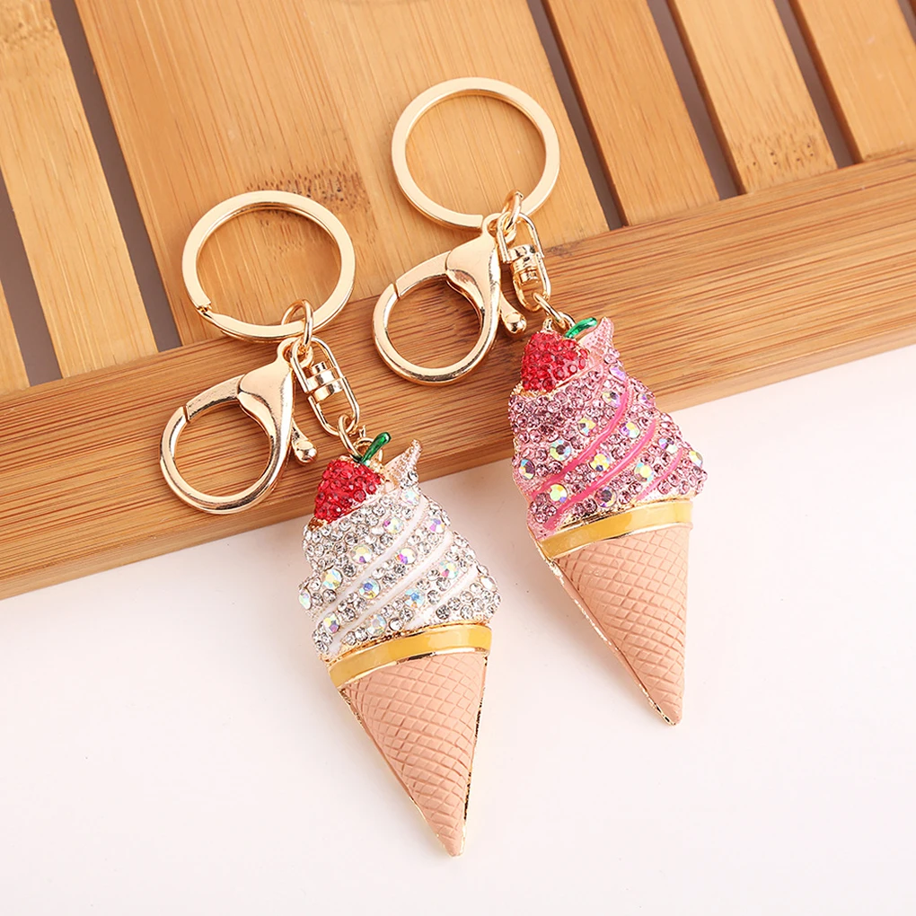 

Hot Crystal Owl Pig Nose Rabbit Ice Cream Carrot Leopard Elephant Pendant Rhinestone Animal KeyChain Car Key Buckle Keyring