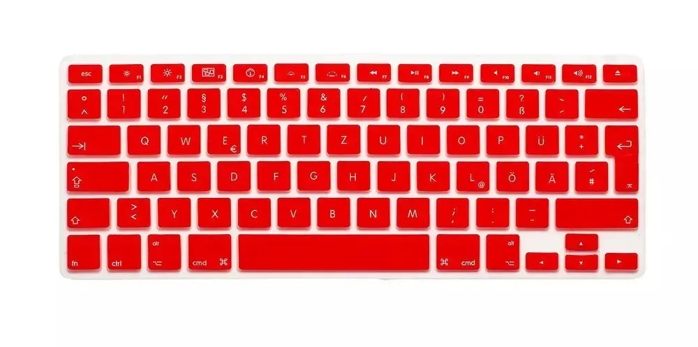 Европейские немецкие буквы клавиатуры протектор для Macbook Air Pro retina 1" 15" 1" ноутбука кожаные чехлы для Mac book 13 15 QWERTZ - Цвет: Red