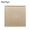 MiniTiger-interrupteur mural tactile, 1 bouton, 1 voie, 220-250V, panneau en verre cristal blanc, Standard EU/UK ► Photo 1/3