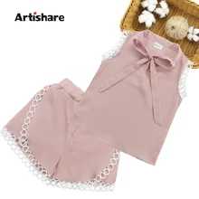 Летнее платье для девочек, одежда для девочек, с кружевными рукавами для девочек жилет+ короткая юбка для девочки, Костюмы комплект плед подростковые детские летние комплекты на возраст 6, 8, 10, 12 лет, 13, 14 лет