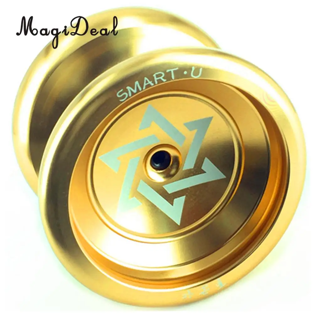 MagiDeal 1Set Cool Aluminum Professional Chinese YoYo Ball Bearing String Trick Alloy for Kids Adult Gift Toy Gold