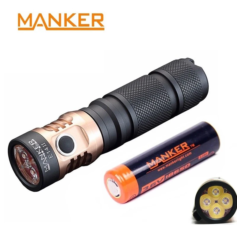 Светодиодный фонарик Manker E14 II 2200 люмен перезаряжаемый с usb зарядкой 18650 4x CREE XPG3 Nichia