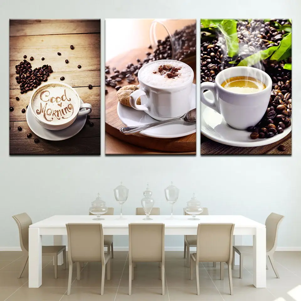 Креативный стиль постер кухня 3 набор домашнего декора Современная кофейная фасоль модульные картины печать живопись HD настенная работа холст - Цвет: LW1784