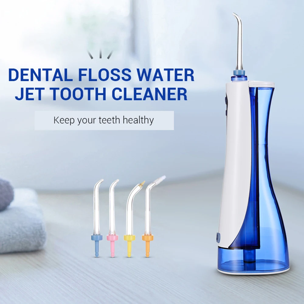 

USB Rechargeable Portable Floss Dental Water Jet Tooth Whitening Cleaner Travel Kit 3 Modes 4 Tips Oral Irrigator Water Flosser
