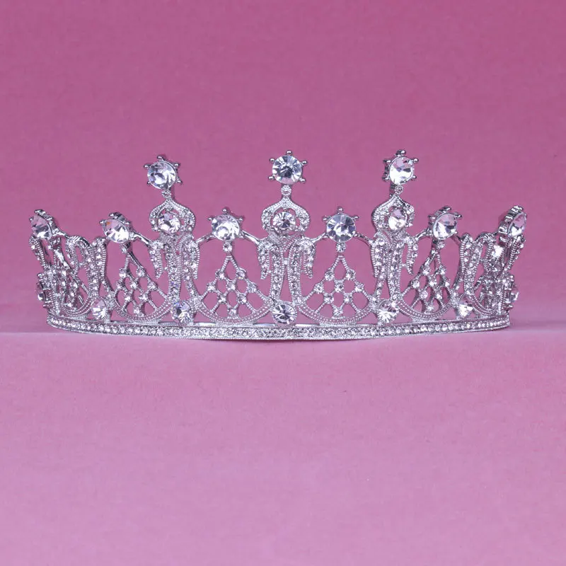 Bridal Tiaras Crowns Headband Crystal Rhinestone Pageant Bride Hair Accessories Pearl Wedding Crown (6)