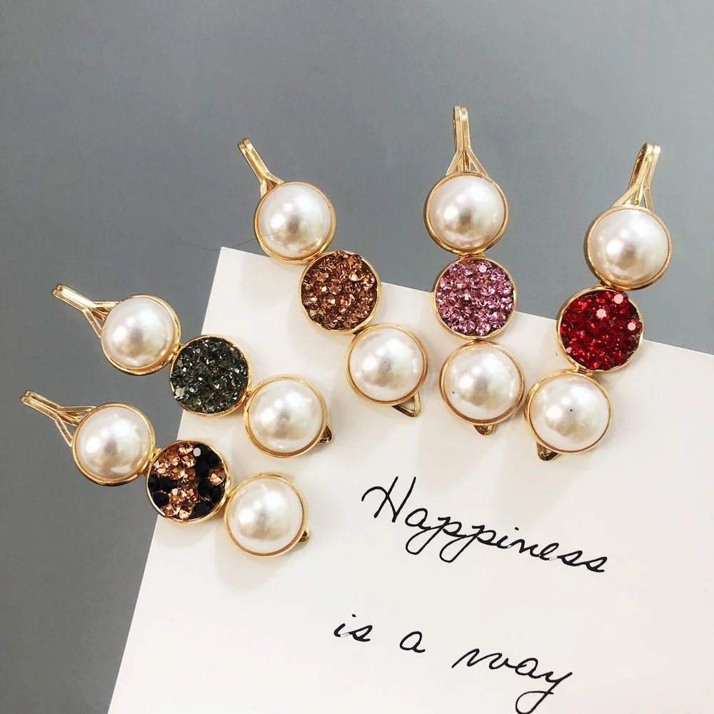 

1PC Fashion Korea Style Bling drill Pearl Irregular Acetate Bangs Clip Hairpin Women Girls Hair Clips Clamp Barrette Accessories